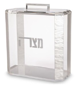 Picture of Lucite Square Matzah Box Pearl Corners Silver Accent 10"